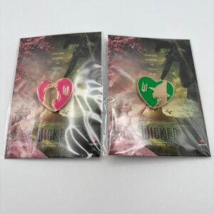 Wicked Musical Heart Shaped Enamel Pins Glinda Elphaba Variety Promotional Set